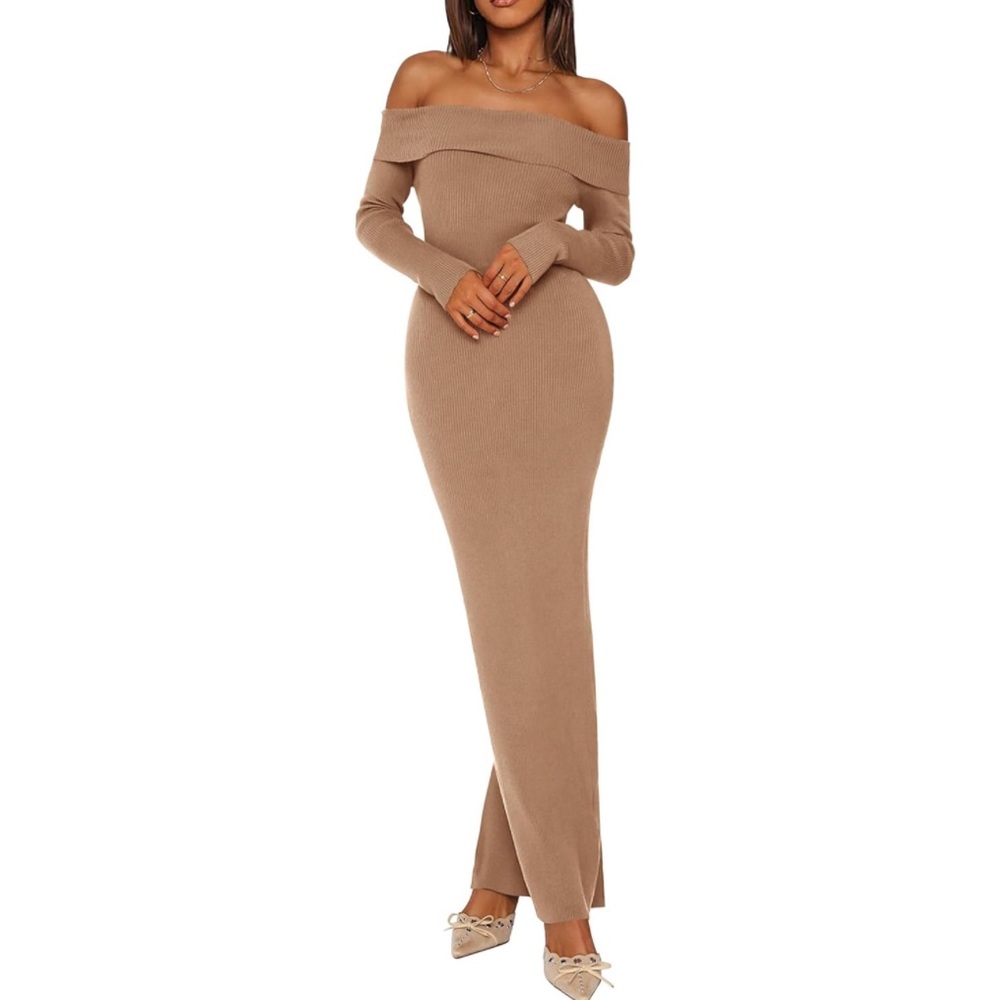 Sweater Long Sleeve Off Shoulder Maxi Bodycon Dresses